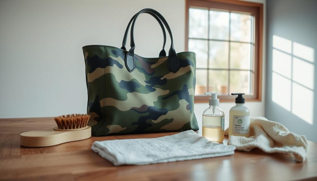 camouflage tote bag care