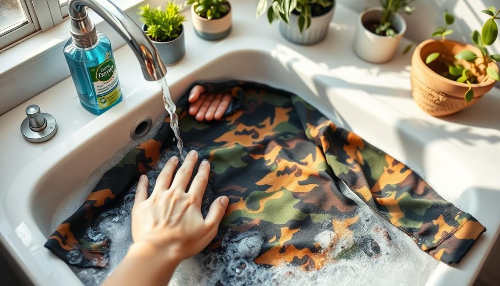 caring for camo long sleeve shirt